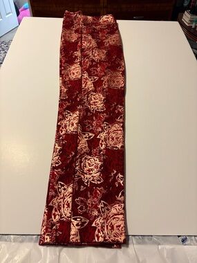 Soft Surroundings Red/Gold/Cream Floral Serrano Ponte Pants L